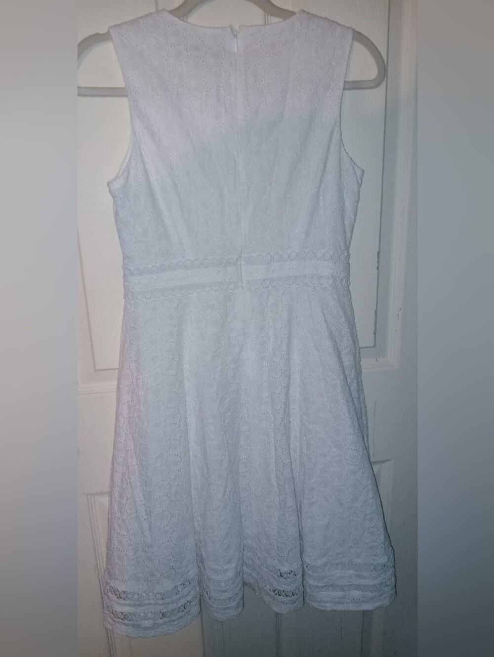 Calvin Klein White Sleeveless Lace Fit-and-Flare Dress - Picture 3 of 6